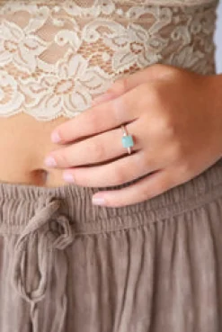 Hot Amazonite Jolie Square Stone Ring Rings