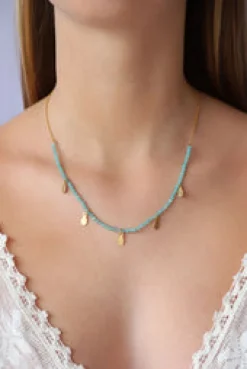 Discount Amazonite Necklace with Gold Charms Necklaces And Pendants
