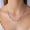 Fashion Amethyst Necklace with Gold Charms Necklaces And Pendants