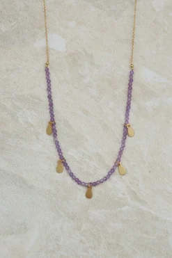 Fashion Amethyst Necklace with Gold Charms Necklaces And Pendants