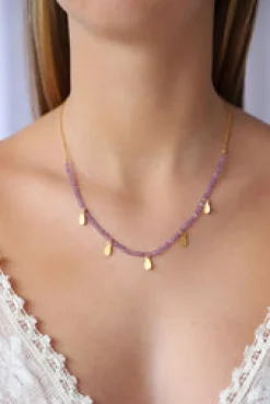 Fashion Amethyst Necklace with Gold Charms Necklaces And Pendants
