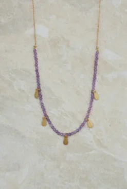 Fashion Amethyst Necklace with Gold Charms Necklaces And Pendants