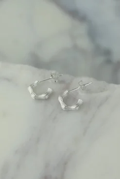 New Bamboo Silver Hoops Studs And Hoops|Earrings