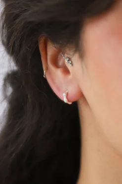 New Bamboo Silver Hoops Studs And Hoops|Earrings