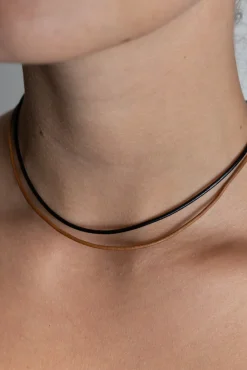 Outlet Black Leather Necklace Necklaces And Pendants