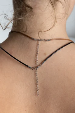 Outlet Black Leather Necklace Necklaces And Pendants