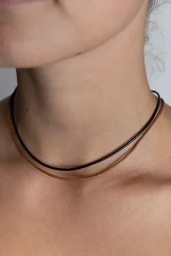 Outlet Black Leather Necklace Necklaces And Pendants