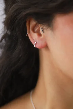 Clearance Blade Silver Hoops Earrings