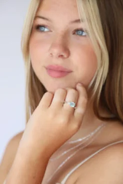 Hot Blue Topaz Agatha Claw Set Ring Rings