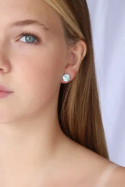 Sale Blue Topaz Claw Set Studs Earrings