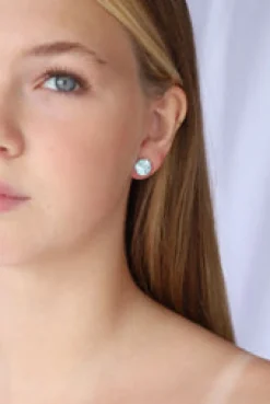 Sale Blue Topaz Claw Set Studs Earrings