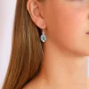 Clearance Blue Topaz Oval Faceted Drops Earrings