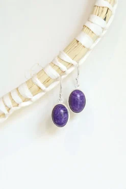 Best Charoite Oval Earrings Earrings