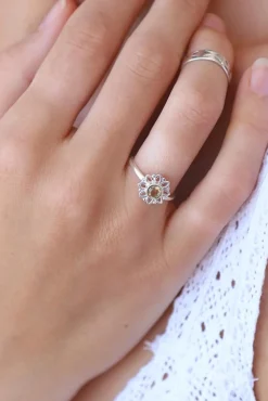 Clearance Citrine Flower Ring Rings
