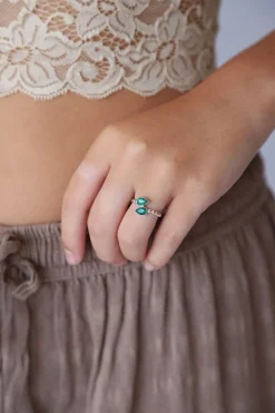 New Emerald Double Leaf Wrap Ring Rings