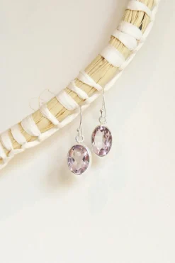 Clearance Faceted Amethyst Oval Drops Earrings