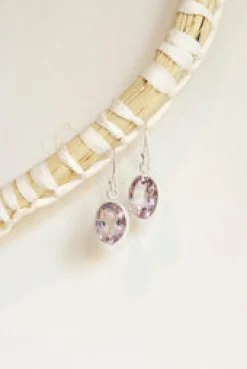 Clearance Faceted Amethyst Oval Drops Earrings