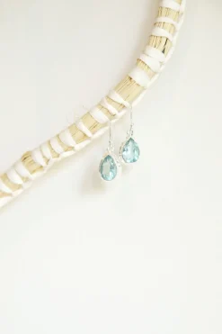 Clearance Faceted Blue Topaz Teardrops Earrings