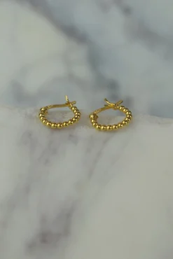Fashion Gale Gold Dotted Hoops Earrings