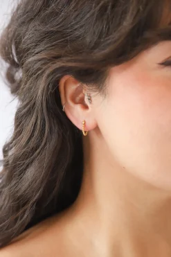 Fashion Gale Gold Dotted Hoops Earrings