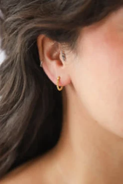 Fashion Gale Gold Dotted Hoops Earrings