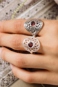 Clearance Garnet Mandala Ring Rings