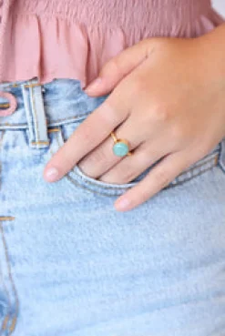 Clearance Gold Amazonite Maron Round Ring Rings