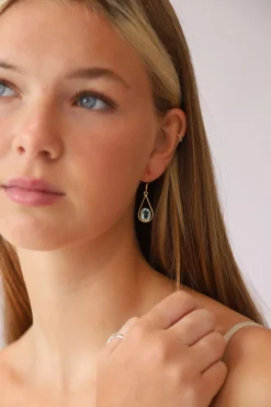 Fashion Gold Blue Topaz Earrings Earrings