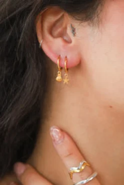 Online Gold Clam & Star Earrings Earrings