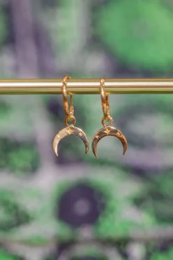 Online Gold Crescent Hoops Earrings