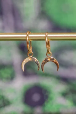 Online Gold Crescent Hoops Earrings