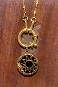 Fashion Gold Dark Sun Moon Pendant Necklaces And Pendants