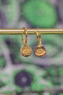 Sale Gold Eye Charm Hoops Studs And Hoops|Earrings