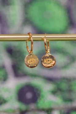 Sale Gold Eye Charm Hoops Studs And Hoops|Earrings