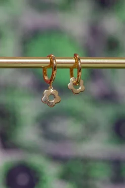 New Gold Floral Charm Hoops Studs And Hoops|Earrings