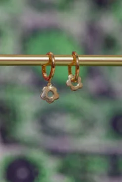 New Gold Floral Charm Hoops Studs And Hoops|Earrings