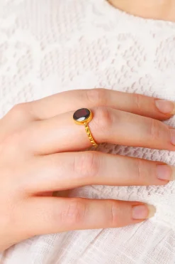 Sale Gold Garnet Lucia Dot Band Rings