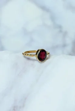 Sale Gold Garnet Lucia Dot Band Rings