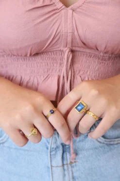 Discount Gold Labradorite Zuri Rectangle Ring Rings
