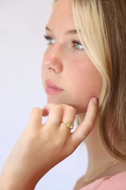 Online Gold Lemon Quartz Maron Round Ring Rings