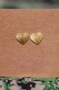Best Gold Libi Heart Studs Studs And Hoops|Earrings