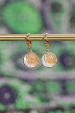 Best Gold Luna Mother of Pearl Hoops Studs And Hoops|Earrings
