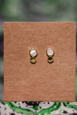 Outlet Gold Mother of Pearl Disc Studs Studs And Hoops|Earrings