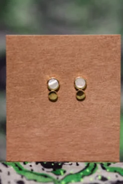 Outlet Gold Mother of Pearl Disc Studs Studs And Hoops|Earrings