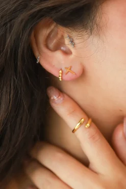 Discount Gold Puff Cross Studs Studs And Hoops|Earrings