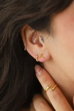 Discount Gold Puff Cross Studs Studs And Hoops|Earrings