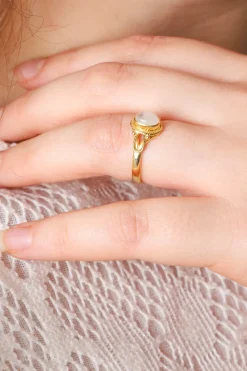 Outlet Gold Rainbow Moonstone Cardi Ring Rings