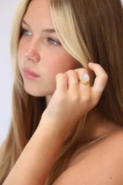 Clearance Gold Rainbow Moonstone Ruth Ring Rings