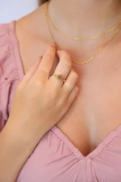 New Gold Smoky Quartz Agatha Claw Set Ring Rings