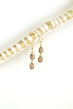 Best Gold Smoky Quartz Double Gemstone Earrings Earrings